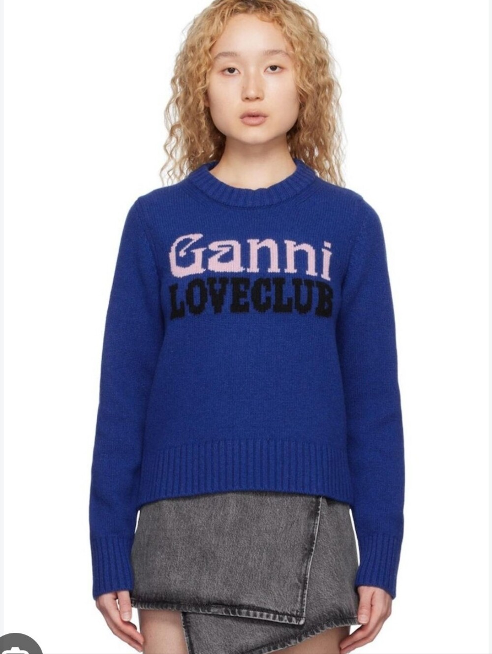 Ganni "Love Club" wool sweater Sz L